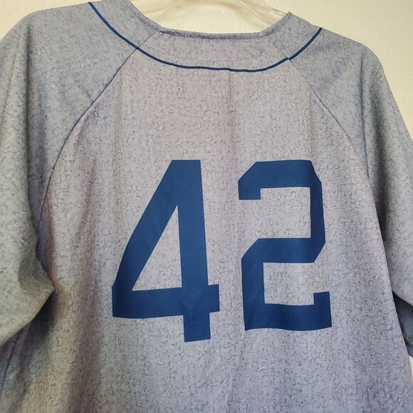 Dodgers Jersey XL Jackie Robinson #42 Gray Los Angeles LA Dodgers 75th Anniv MLB - Picture 13 of 16